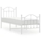 fehér fém ágykeret fej- és lábtámlával 75 x 190 cm
