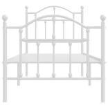 fehér fém ágykeret fej- és lábtámlával 75 x 190 cm