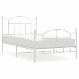 fehér fém ágykeret fej- és lábtámlával 100 x 190 cm