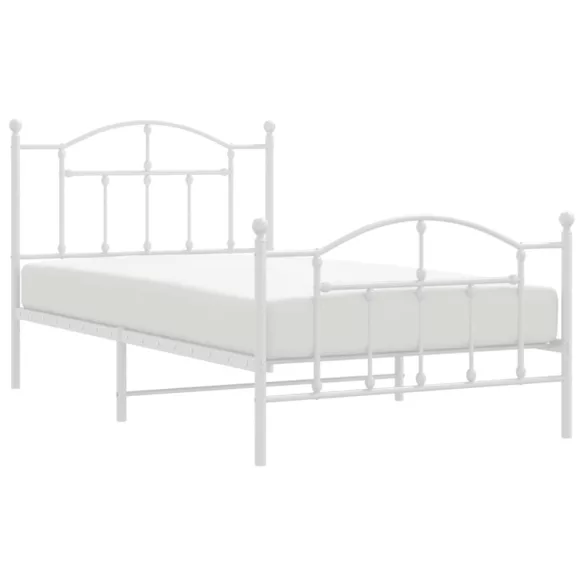 fehér fém ágykeret fej- és lábtámlával 100 x 190 cm