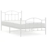 fehér fém ágykeret fej- és lábtámlával 100x200 cm