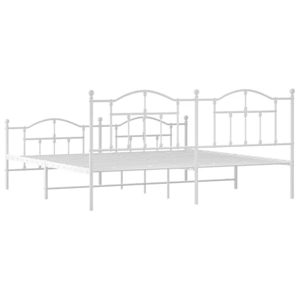 fehér fém ágykeret fej- és lábtámlával 193 x 203 cm
