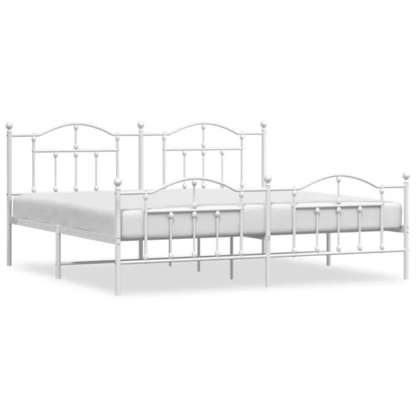 fehér fém ágykeret fej- és lábtámlával 200x200 cm