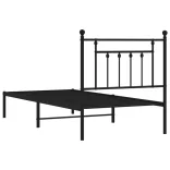 fekete fém ágykeret fejtámlával 80 x 200 cm