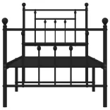 fekete fém ágykeret fej- és lábtámlával 75 x 190 cm