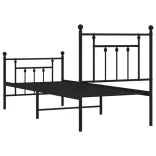 fekete fém ágykeret fej- és lábtámlával 75 x 190 cm