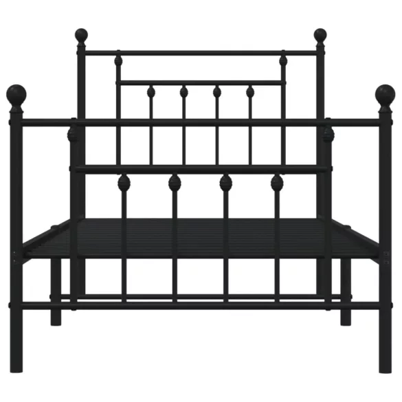 fekete fém ágykeret fej- és lábtámlával 80 x 200 cm