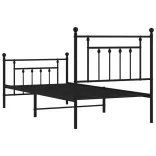 fekete fém ágykeret fej- és lábtámlával 80 x 200 cm