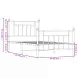 fekete fém ágykeret fej- és lábtámlával 80 x 200 cm