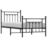 fekete fém ágykeret fej- és lábtámlával 90 x 200 cm
