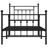fekete fém ágykeret fej- és lábtámlával 90 x 200 cm