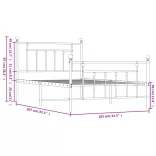 fekete fém ágykeret fej- és lábtámlával 100 x 200 cm