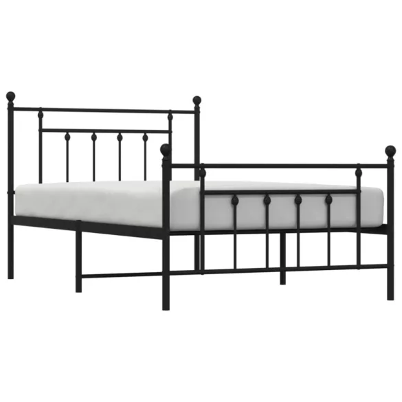 fekete fém ágykeret fej- és lábtámlával 107 x 203 cm