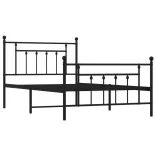 fekete fém ágykeret fej- és lábtámlával 107 x 203 cm
