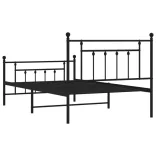 fekete fém ágykeret fej- és lábtámlával 107 x 203 cm