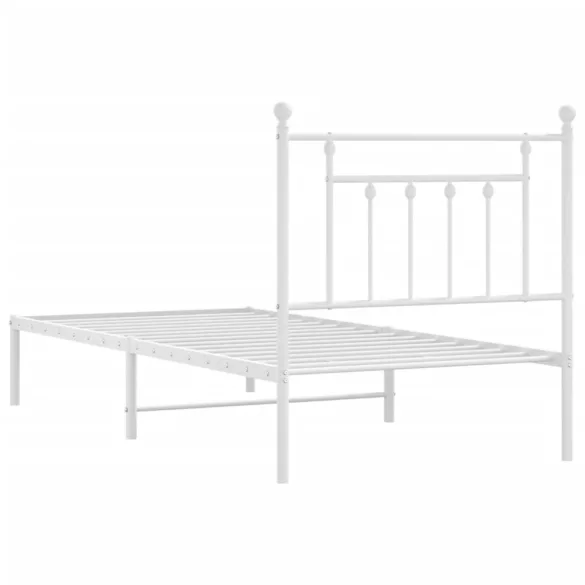 fehér fém ágykeret fejtámlával 90x200 cm