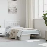 fehér fém ágykeret fejtámlával 100x190 cm