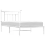 fehér fém ágykeret fejtámlával 100x190 cm