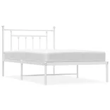 fehér fém ágykeret fejtámlával 107x203 cm