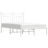 fehér fém ágykeret fejtámlával 135 x 190 cm