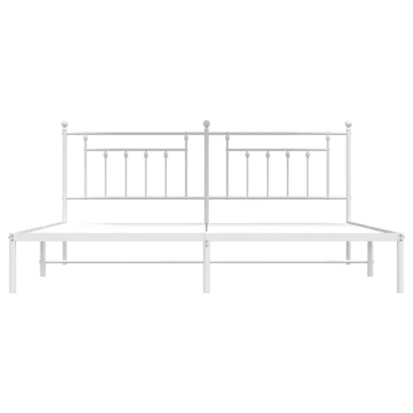 fehér fém ágykeret fejtámlával 193 x 203 cm