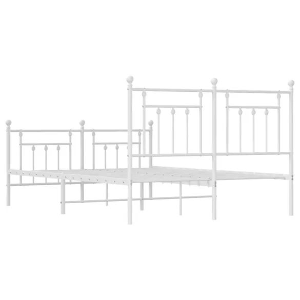 fehér fém ágykeret fej- és lábtámlával 140x200 cm