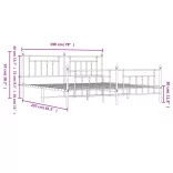 fehér fém ágykeret fej- és lábtámlával 193 x 203 cm