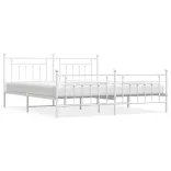fehér fém ágykeret fej- és lábtámlával 200x200 cm