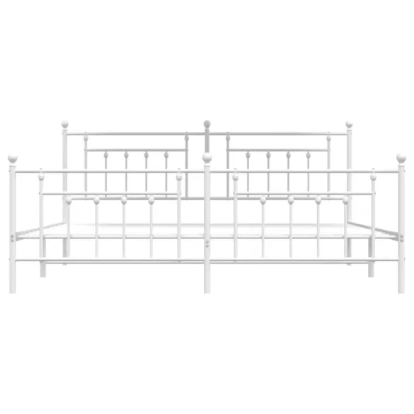 fehér fém ágykeret fej- és lábtámlával 200x200 cm