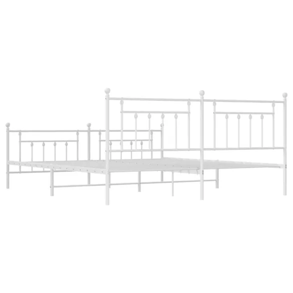fehér fém ágykeret fej- és lábtámlával 200x200 cm