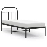 fekete fém ágykeret fejtámlával 75 x 190 cm