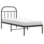 fekete fém ágykeret fejtámlával 75 x 190 cm