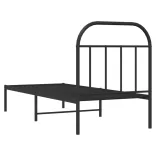 fekete fém ágykeret fejtámlával 75 x 190 cm