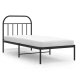 fekete fém ágykeret fejtámlával 80 x 200 cm