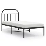 fekete fém ágykeret fejtámlával 90 x 190 cm
