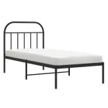 fekete fém ágykeret fejtámlával 90 x 190 cm