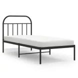 fekete fém ágykeret fejtámlával 90 x 200 cm