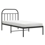 fekete fém ágykeret fejtámlával 90 x 200 cm