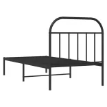 fekete fém ágykeret fejtámlával 90 x 200 cm