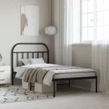 fekete fém ágykeret fejtámlával 107 x 203 cm