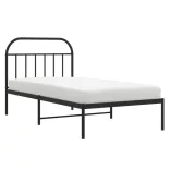 fekete fém ágykeret fejtámlával 107 x 203 cm