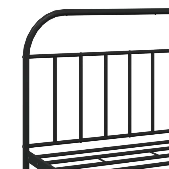 fekete fém ágykeret fejtámlával 180 x 200 cm