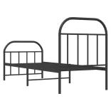 fekete fém ágykeret fej- és lábtámlával 75 x 190 cm