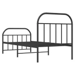 fekete fém ágykeret fej- és lábtámlával 90 x 190 cm
