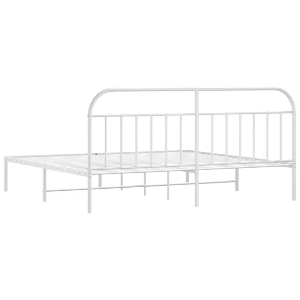 fehér fém ágykeret fejtámlával 200 x 200 cm
