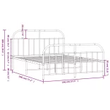 fehér fém ágykeret fej- és lábtámlával 140 x 190 cm