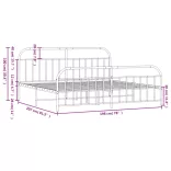 fehér fém ágykeret fej- és lábtámlával 193 x 203 cm