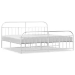 fehér fém ágykeret fej- és lábtámlával 200x200 cm
