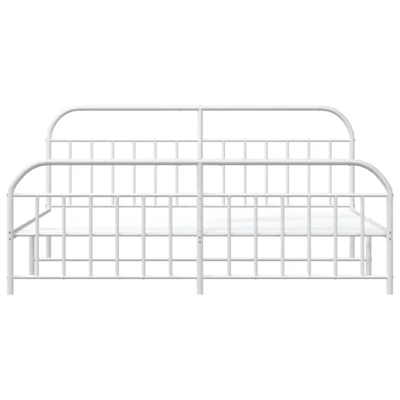 fehér fém ágykeret fej- és lábtámlával 200x200 cm