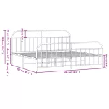 fehér fém ágykeret fej- és lábtámlával 200x200 cm